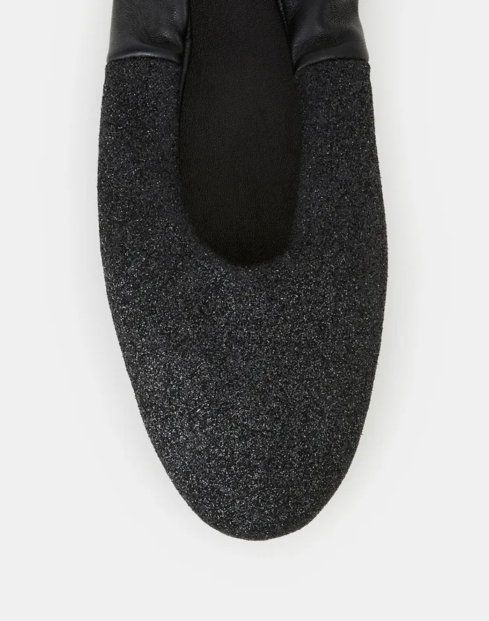 Women Lafayette 148 New York Flats Metallic Stretch Nappa Mira Ballet Flat Black Metallic