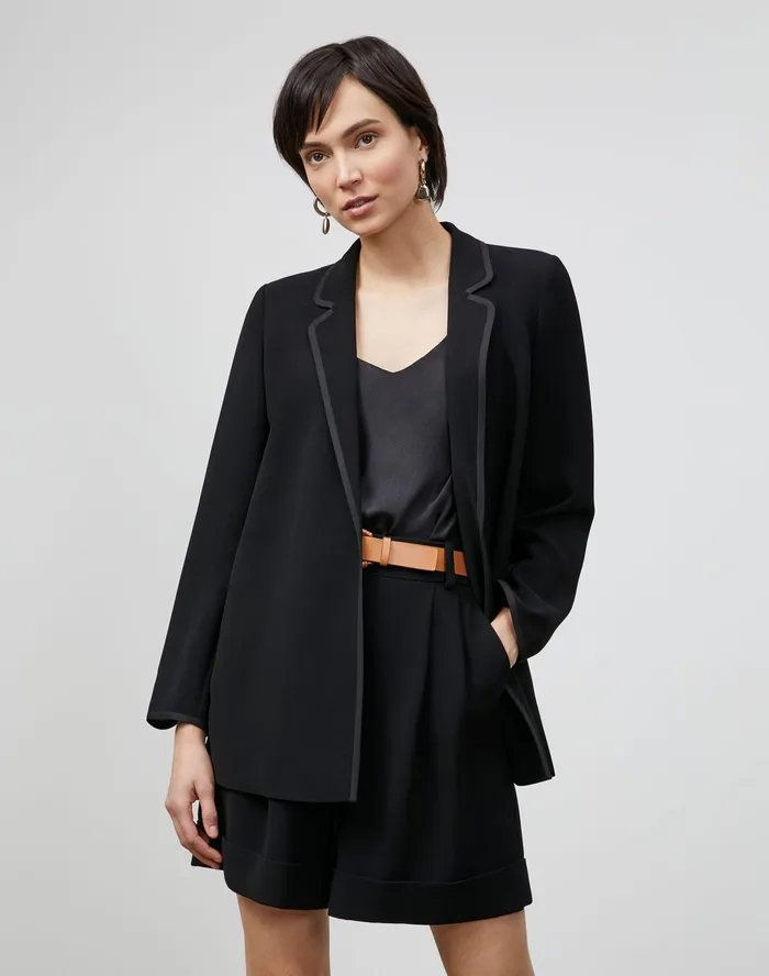 Women Lafayette 148 New York Jackets and Blazers Brighton Cardigan Jacket In Finesse Crepe Black Women Lafayette 148 New York Jackets and Blazers Brighton Cardigan Jacket In Finesse Crepe Black