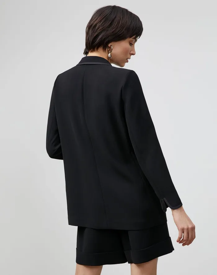 Women Lafayette 148 New York Jackets and Blazers Brighton Cardigan Jacket In Finesse Crepe Black