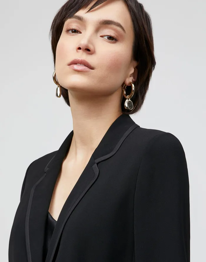 Women Lafayette 148 New York Jackets and Blazers Brighton Cardigan Jacket In Finesse Crepe Black