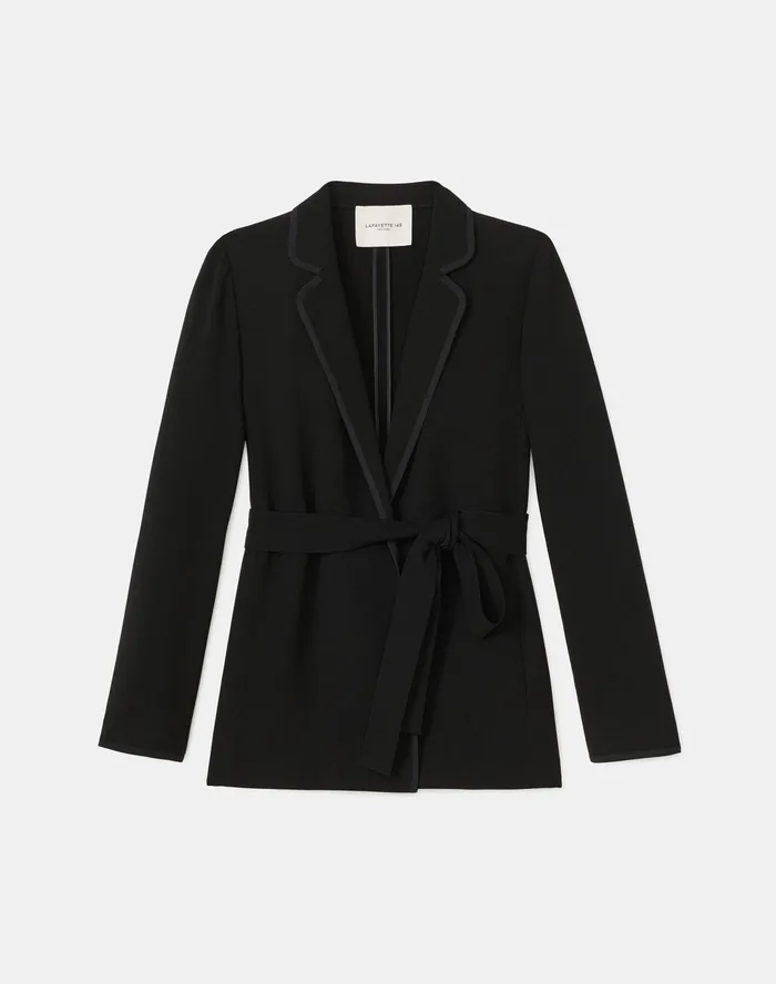 Women Lafayette 148 New York Jackets and Blazers Brighton Cardigan Jacket In Finesse Crepe Black