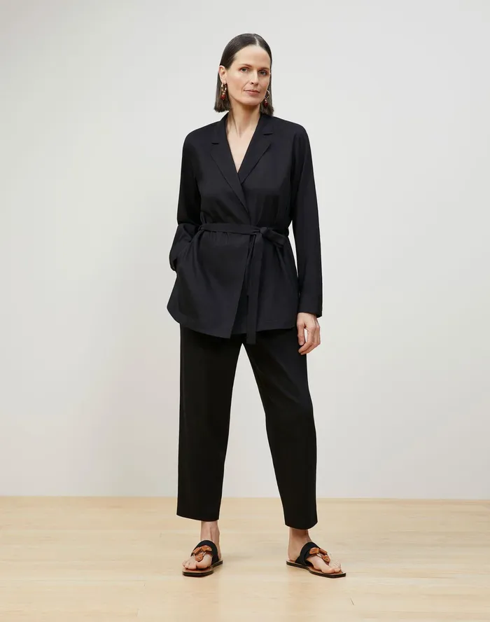 Women Lafayette 148 New York Jackets and Blazers Lawson Blazer In Aria Linen Black