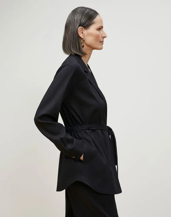 Women Lafayette 148 New York Jackets and Blazers Lawson Blazer In Aria Linen Black