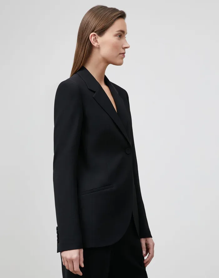 Women Lafayette 148 New York Jackets and Blazers PlusSize Fae Blazer In Finesse Crepe Black