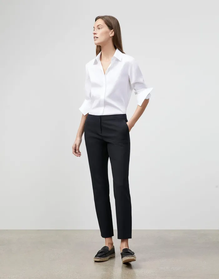 Women Lafayette 148 New York Pants and Shorts Manhattan Slim Ankle Pant In Jodhpur Cloth Black