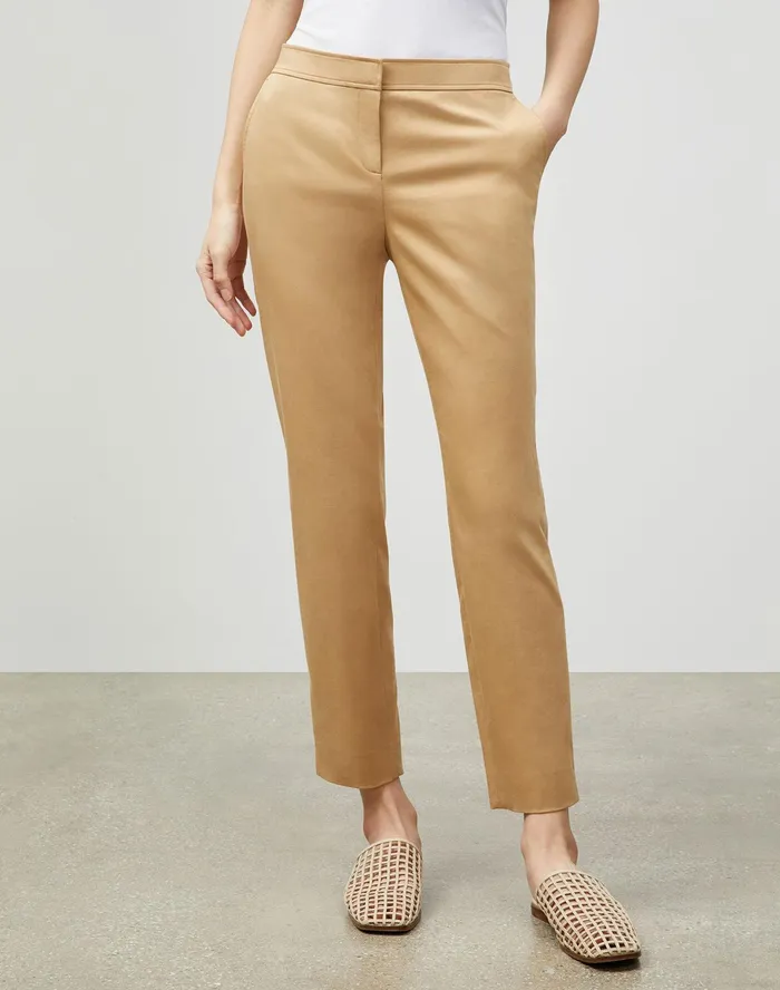Women Lafayette 148 New York Pants and Shorts Manhattan Slim Ankle Pant In Skylight Cotton Honeynut Women Lafayette 148 New York Pants and Shorts Manhattan Slim Ankle Pant In Skylight Cotton Honeynut