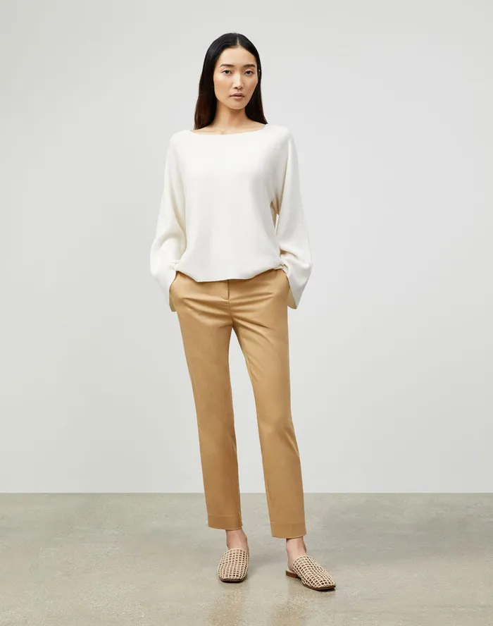 Women Lafayette 148 New York Pants and Shorts Manhattan Slim Ankle Pant In Skylight Cotton Honeynut