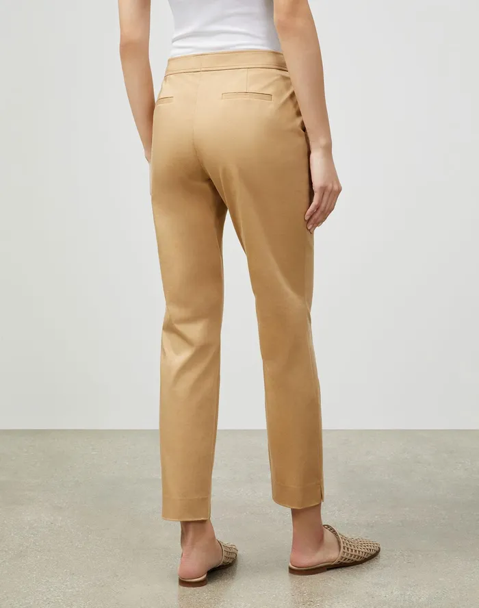 Women Lafayette 148 New York Pants and Shorts Manhattan Slim Ankle Pant In Skylight Cotton Honeynut