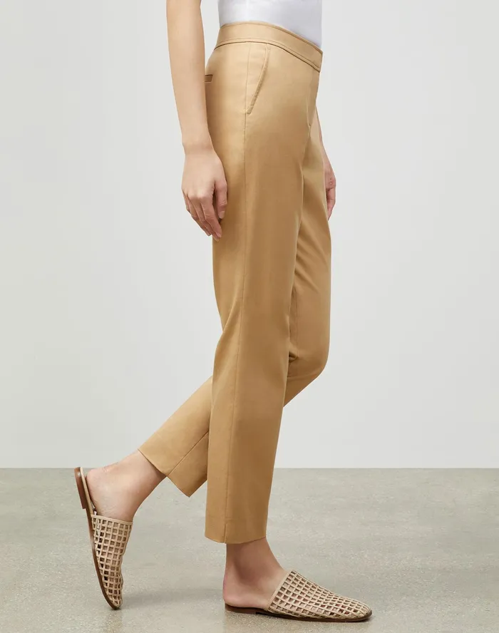 Women Lafayette 148 New York Pants and Shorts Manhattan Slim Ankle Pant In Skylight Cotton Honeynut