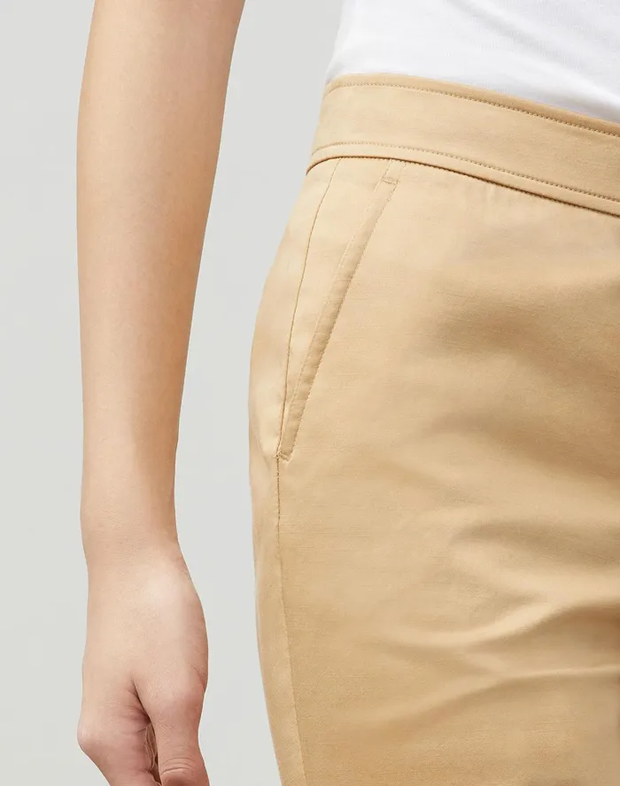 Women Lafayette 148 New York Pants and Shorts Manhattan Slim Ankle Pant In Skylight Cotton Honeynut