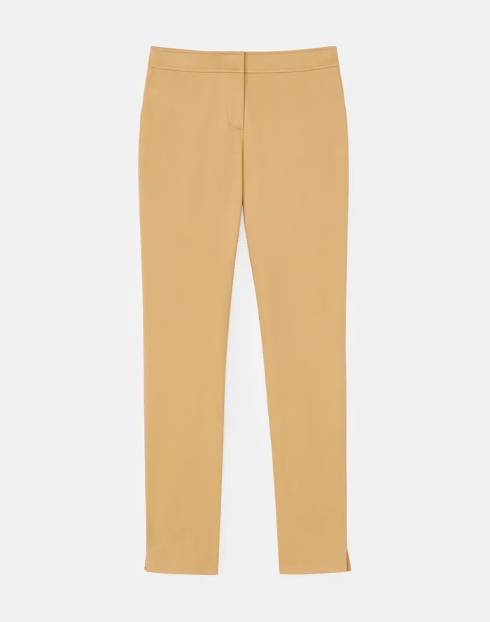 Women Lafayette 148 New York Pants and Shorts Manhattan Slim Ankle Pant In Skylight Cotton Honeynut