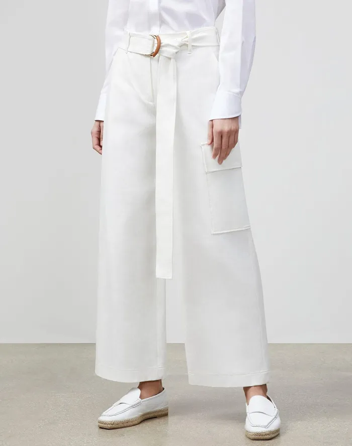 Women Lafayette 148 New York Pants and Shorts Petite Broadway Cargo Pant In Italian Techno Stretch Twill Sea Salt Women Lafayette 148 New York Pants and Shorts Petite Broadway Cargo Pant In Italian Techno Stretch Twill Sea Salt