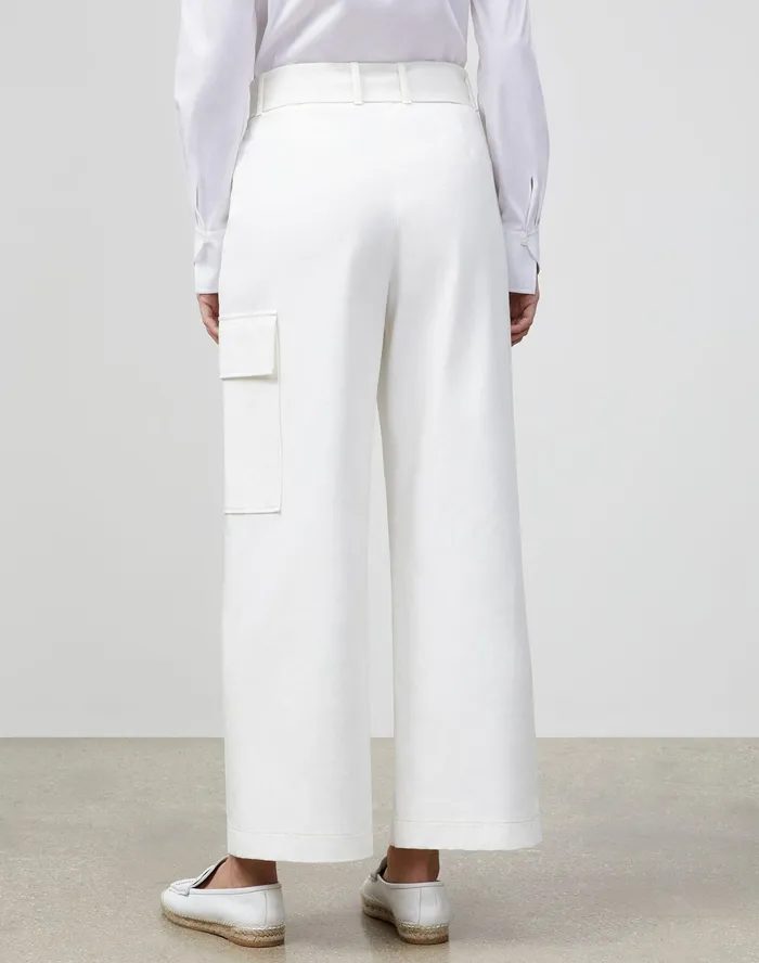 Women Lafayette 148 New York Pants and Shorts Petite Broadway Cargo Pant In Italian Techno Stretch Twill Sea Salt