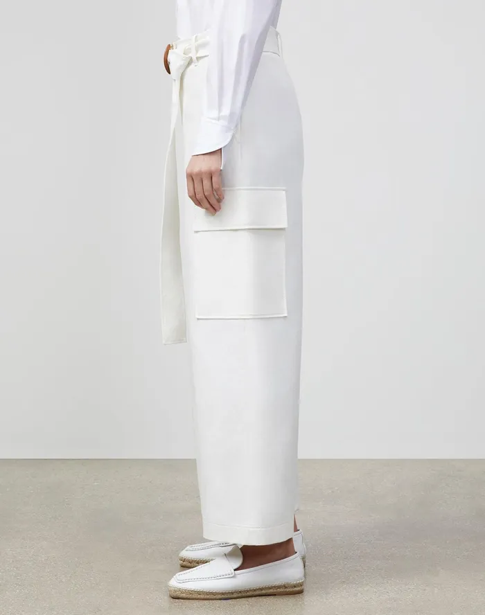Women Lafayette 148 New York Pants and Shorts Petite Broadway Cargo Pant In Italian Techno Stretch Twill Sea Salt