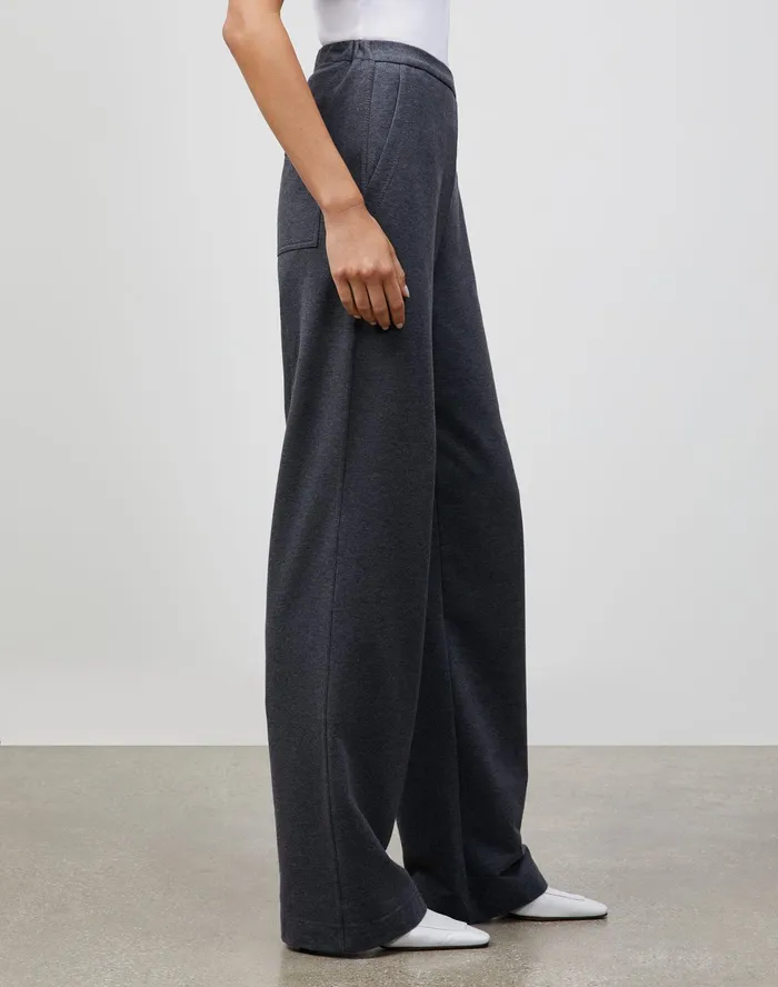 Women Lafayette 148 New York Pants and Shorts Petite Ultra Comfort French Terry Webster Pant Graphite Melange