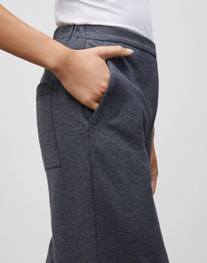 Women Lafayette 148 New York Pants and Shorts Petite Ultra Comfort French Terry Webster Pant Graphite Melange