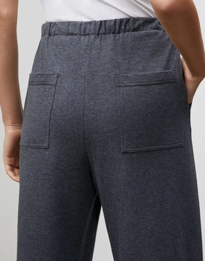Women Lafayette 148 New York Pants and Shorts Petite Ultra Comfort French Terry Webster Pant Graphite Melange