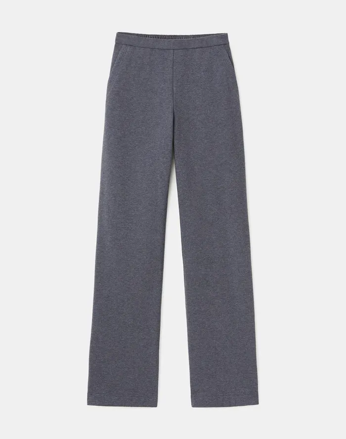 Women Lafayette 148 New York Pants and Shorts Petite Ultra Comfort French Terry Webster Pant Graphite Melange