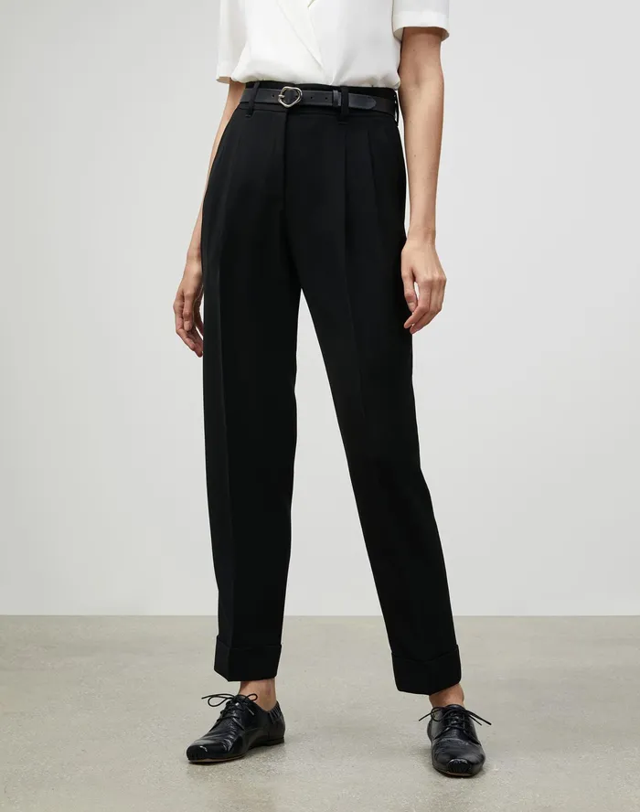 Women Lafayette 148 New York Pants and Shorts PlusSize Finesse Crepe Ellis Pleated Pant Black
