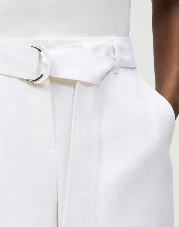 Women Lafayette 148 New York Pants and Shorts Rockefeller Pant In Embroidered Lavish Linen White
