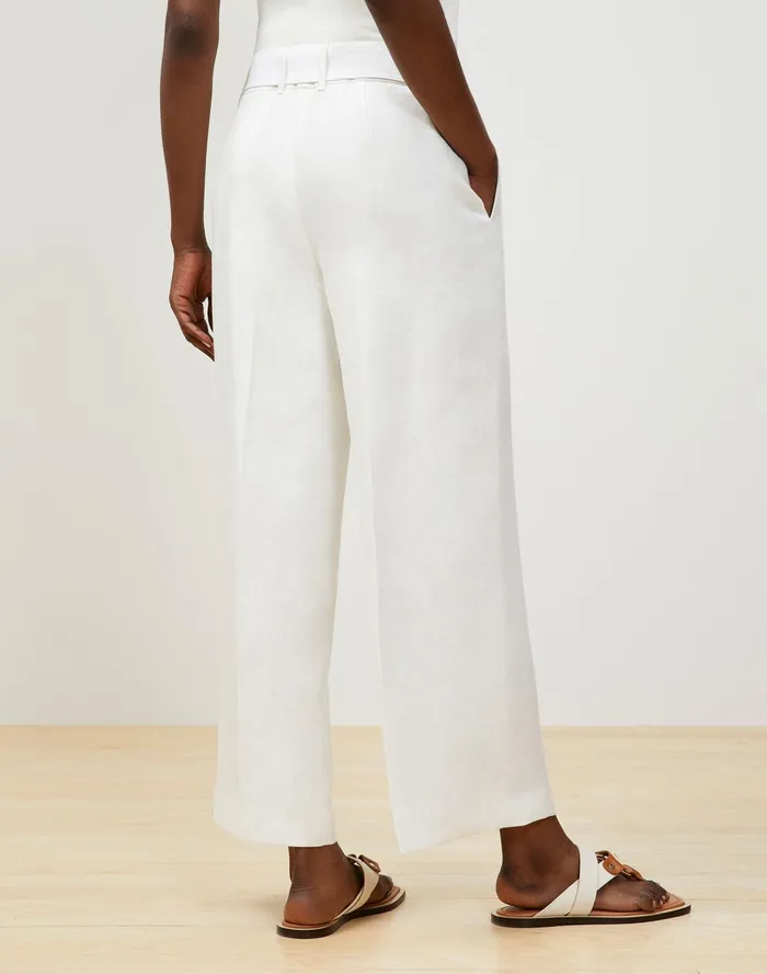 Women Lafayette 148 New York Pants and Shorts Rockefeller Pant In Italian Double Weave Linen White