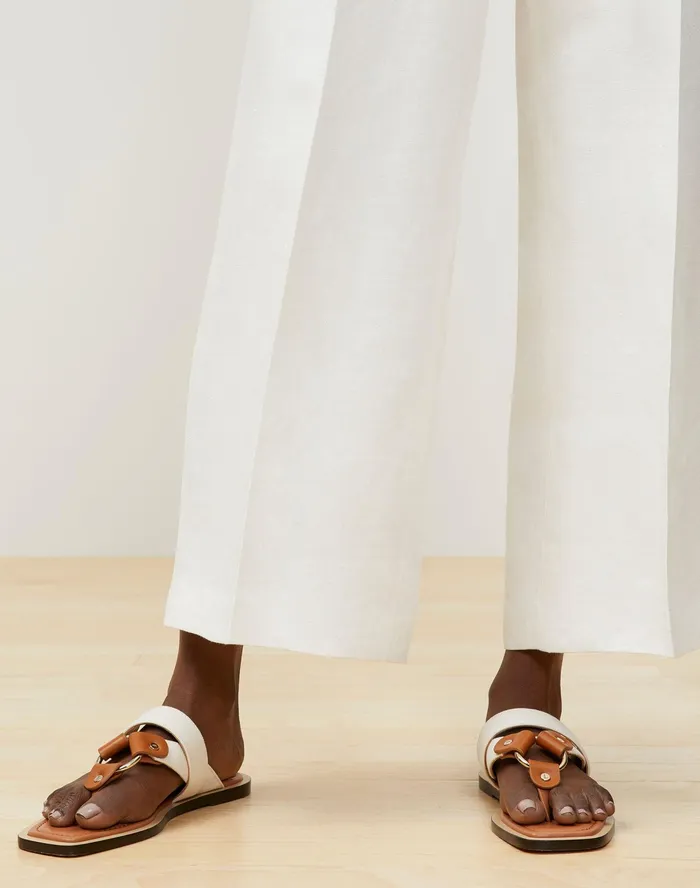 Women Lafayette 148 New York Pants and Shorts Rockefeller Pant In Italian Double Weave Linen White
