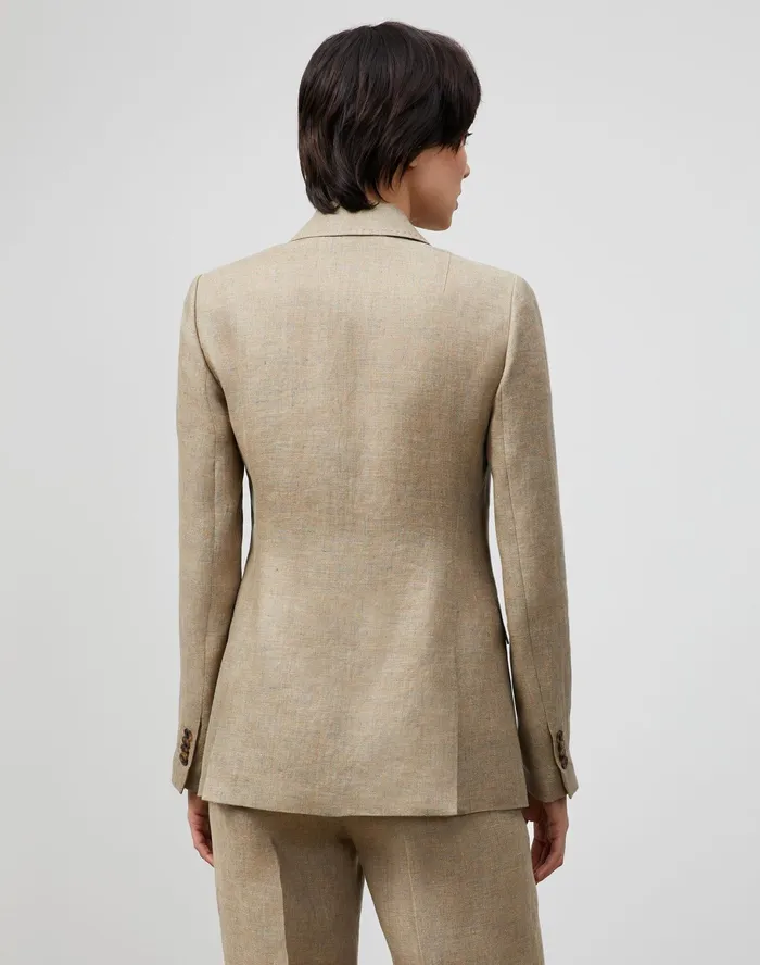 Women Lafayette 148 New York Suits Royer Blazer In Moda Linen Sepia Multi