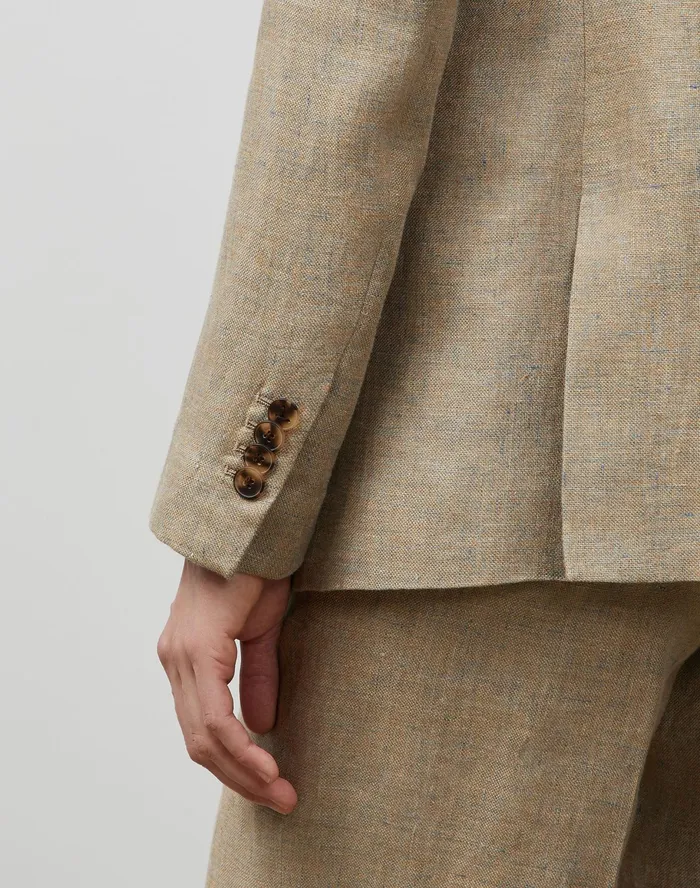 Women Lafayette 148 New York Suits Royer Blazer In Moda Linen Sepia Multi