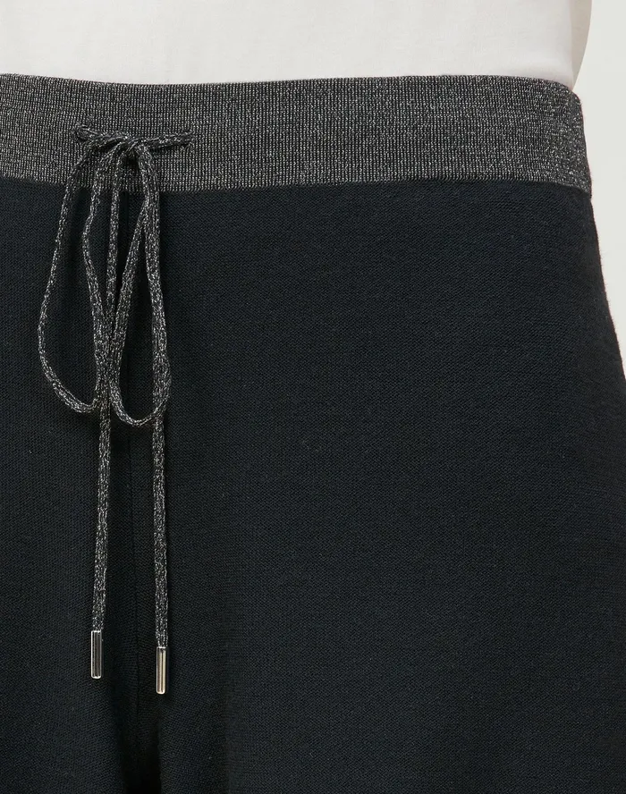 Women Lafayette 148 New York Sweaters Matte Crepe Knit PullOn Short Black