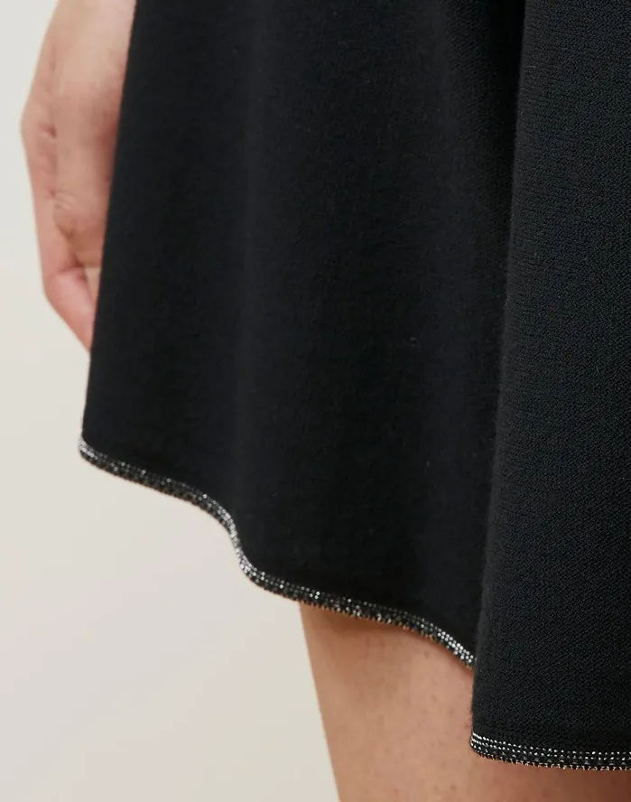 Women Lafayette 148 New York Sweaters Matte Crepe Knit PullOn Short Black