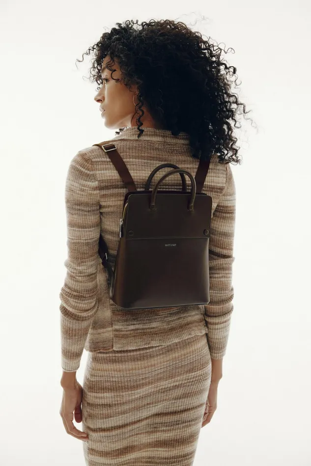 Women Laut Small Vegan Backpack 8211 Appleskin Black Matt and Nat Backpacks