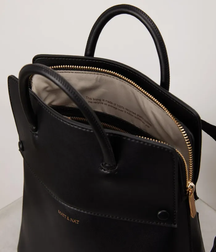 Women Laut Small Vegan Backpack 8211 Appleskin Black Matt and Nat Backpacks