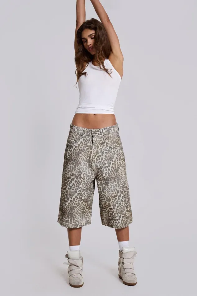 Women Leopard Fade Colossus Jorts Jaded London Jeans