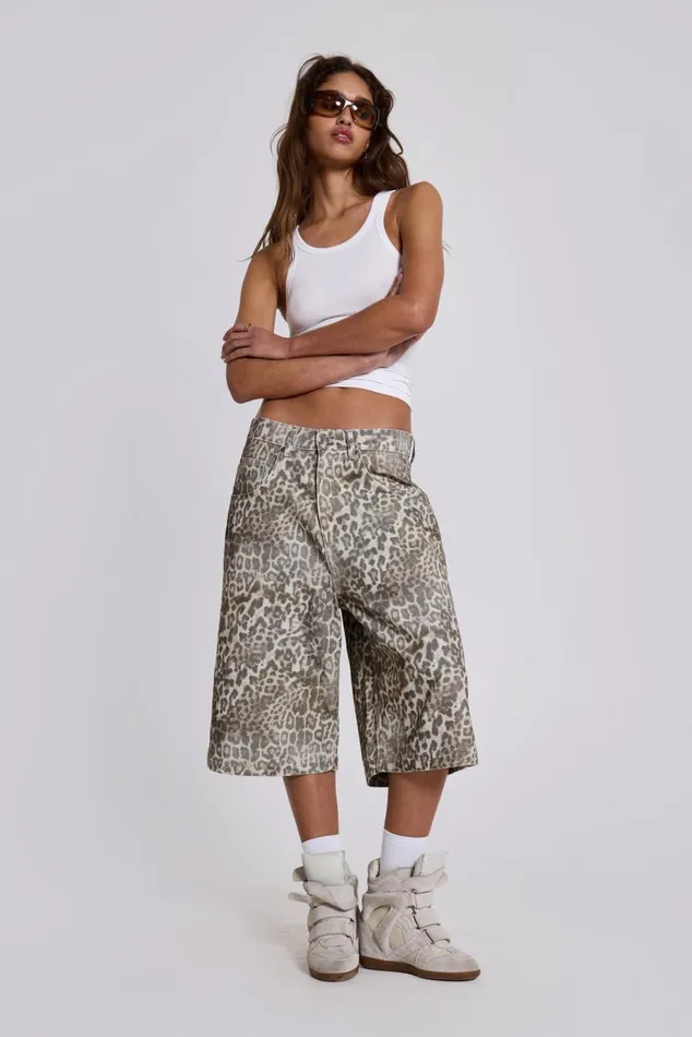 Women Leopard Fade Colossus Jorts Jaded London Jeans