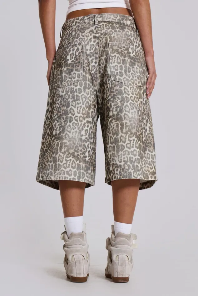 Women Leopard Fade Colossus Jorts Jaded London Jeans