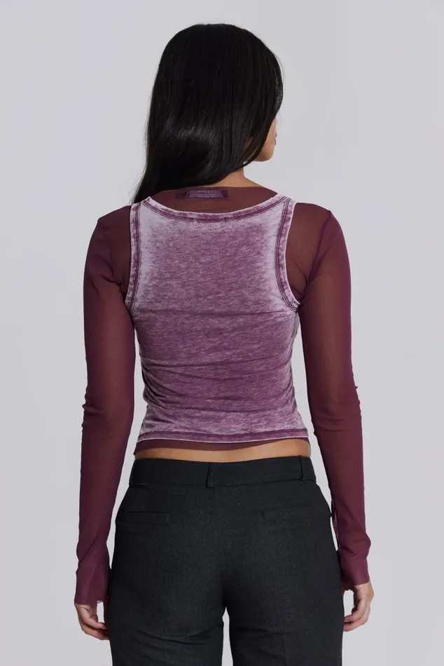 Women Lia Top In Magenta Jaded London Long Sleeve Tops