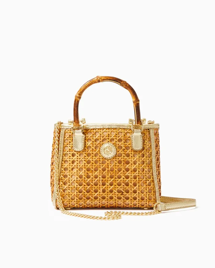 Women Lilly Pulitzer Bags Adrian Cane Mini Bag Natural