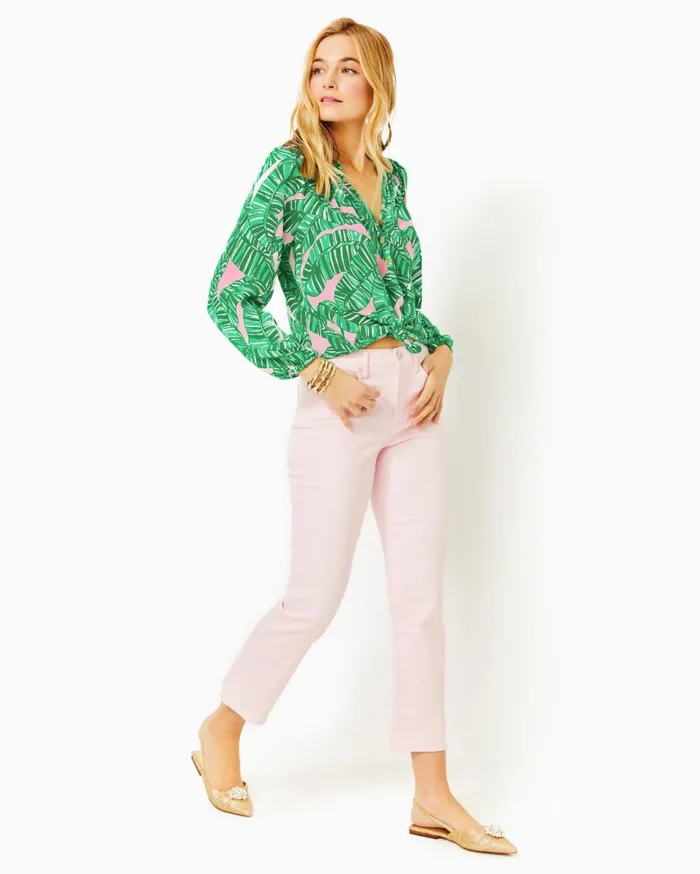 Women Lilly Pulitzer Bottoms 27034 Annet High Rise Crop Flare Pant Misty Pink Women Lilly Pulitzer Bottoms 27034 Annet High Rise Crop Flare Pant Misty Pink