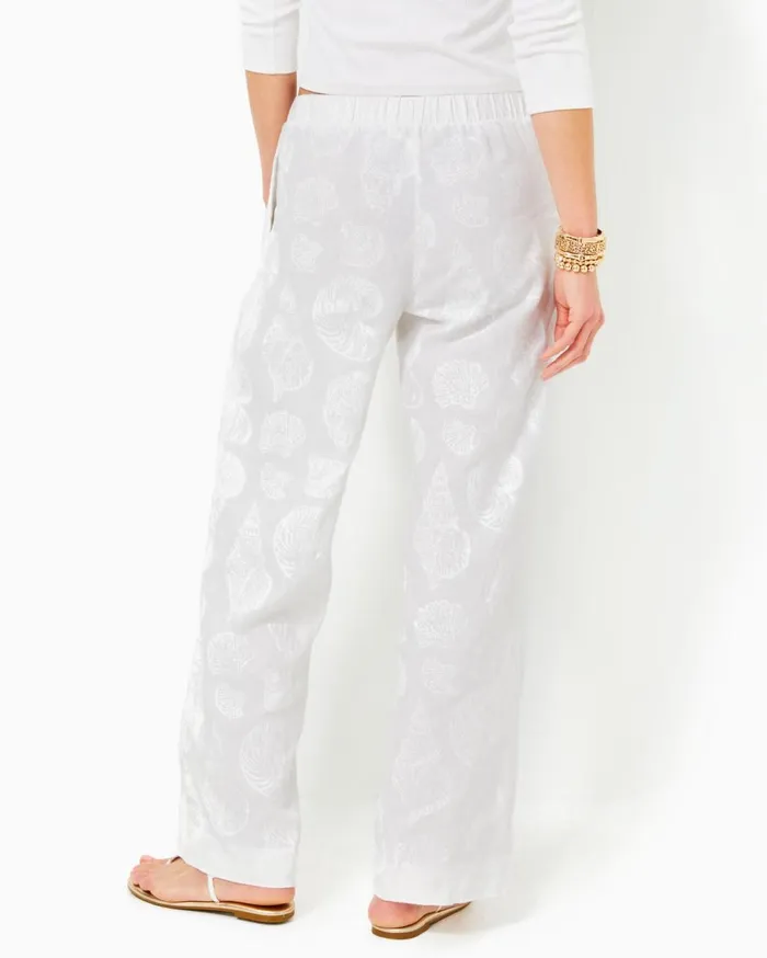 Women Lilly Pulitzer Bottoms 31034 Daylen Linen Palazzo Pant Resort White Shell Of A Good Time Women Lilly Pulitzer Bottoms 31034 Daylen Linen Palazzo Pant Resort White Shell Of A Good Time
