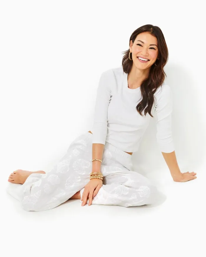 Women Lilly Pulitzer Bottoms 31034 Daylen Linen Palazzo Pant Resort White Shell Of A Good Time Women Lilly Pulitzer Bottoms 31034 Daylen Linen Palazzo Pant Resort White Shell Of A Good Time