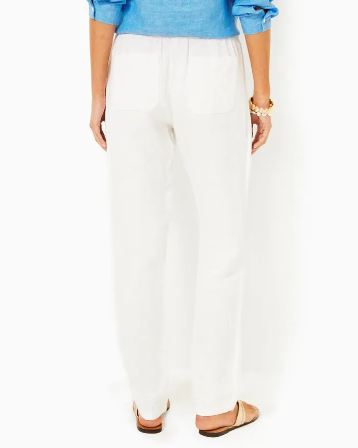 Women Lilly Pulitzer Bottoms 31034 Taron Mid Rise Linen Pant Resort White Women Lilly Pulitzer Bottoms 31034 Taron Mid Rise Linen Pant Resort White