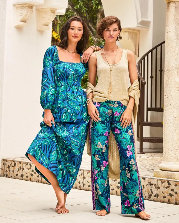 Women Lilly Pulitzer Bottoms 32034 Bal Harbour Palazzo Pant Conch Shell Pink Lets Go Bananas Engineered Pant Women Lilly Pulitzer Bottoms 32034 Bal Harbour Palazzo Pant Conch Shell Pink Lets Go Bananas Engineered Pant