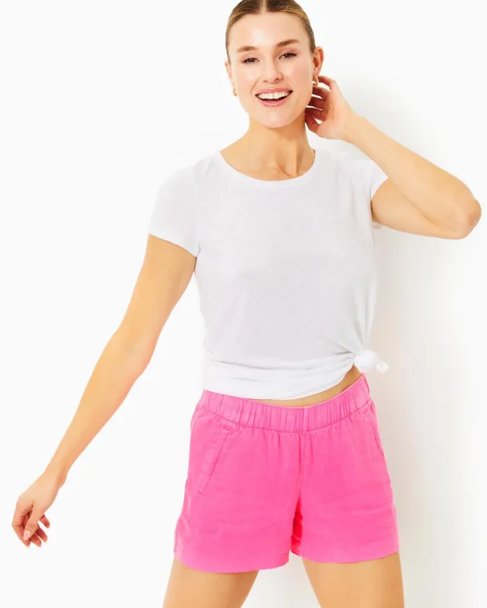 Women Lilly Pulitzer Bottoms 4034 Lilo Linen Short Beckon Blue X Sea Salt Blue Women Lilly Pulitzer Bottoms 4034 Lilo Linen Short Beckon Blue X Sea Salt Blue