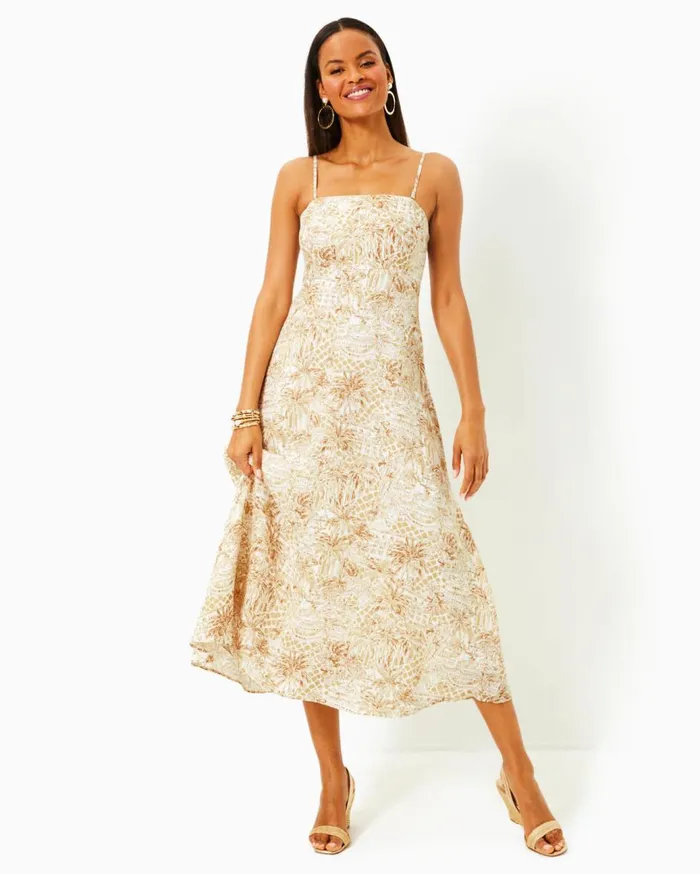 Women Lilly Pulitzer Dresses Jorgian Linen Midi Dress Multi For The Fans