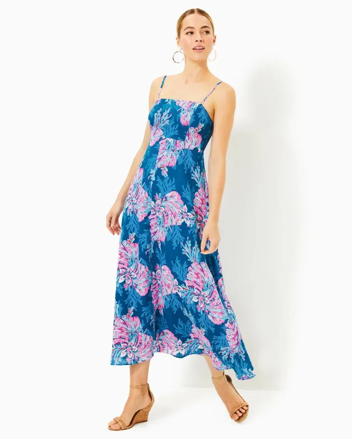 Women Lilly Pulitzer Dresses Jorgian Linen Midi Dress Multi For The Fans Women Lilly Pulitzer Dresses Jorgian Linen Midi Dress Multi For The Fans
