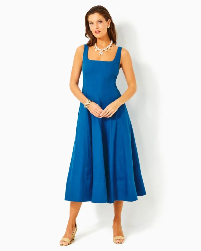 Women Lilly Pulitzer Dresses Jorgian Linen Midi Dress Multi For The Fans Women Lilly Pulitzer Dresses Jorgian Linen Midi Dress Multi For The Fans