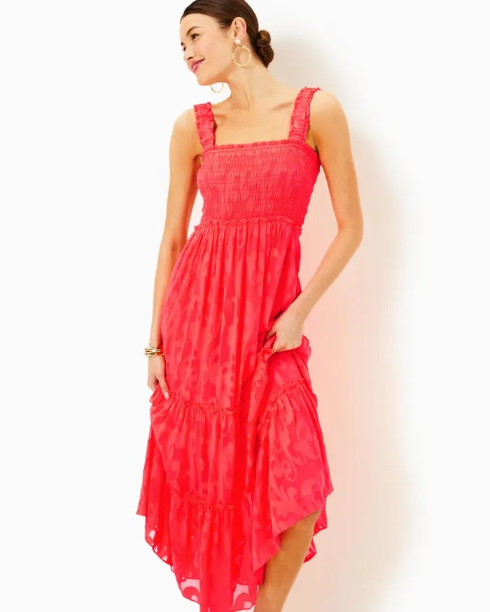 Women Lilly Pulitzer Dresses Jorgian Linen Midi Dress Multi For The Fans Women Lilly Pulitzer Dresses Jorgian Linen Midi Dress Multi For The Fans