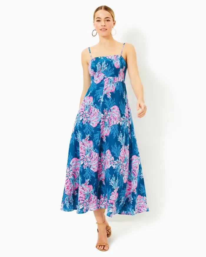 Women Lilly Pulitzer Dresses Jorgian Linen Midi Dress Multi For The Fans Women Lilly Pulitzer Dresses Jorgian Linen Midi Dress Multi For The Fans
