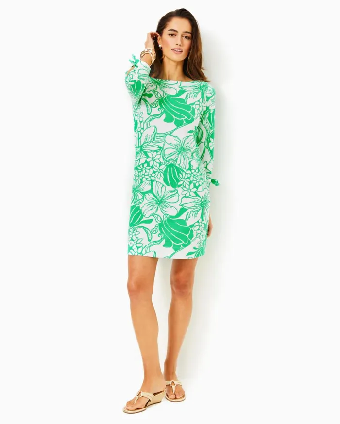 Women Lilly Pulitzer Dresses Lidia Boatneck Dress Spearmint Oversized Kiss My Tulips