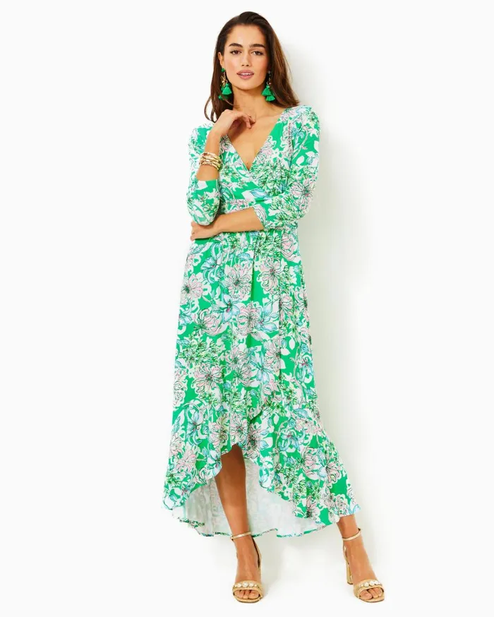 Women Lilly Pulitzer Dresses Moana Maxi Dress Spearmint Blossom Views